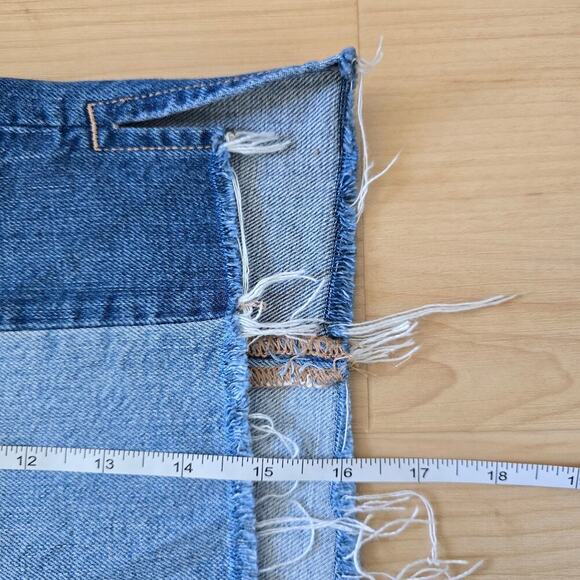 Paige Patchwork Frayed Denim Jean Mini Skirt 26 Boho Y2K - Picture 7 of 7
